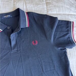 Fred Perry Navy and Red Polo Shirt Large